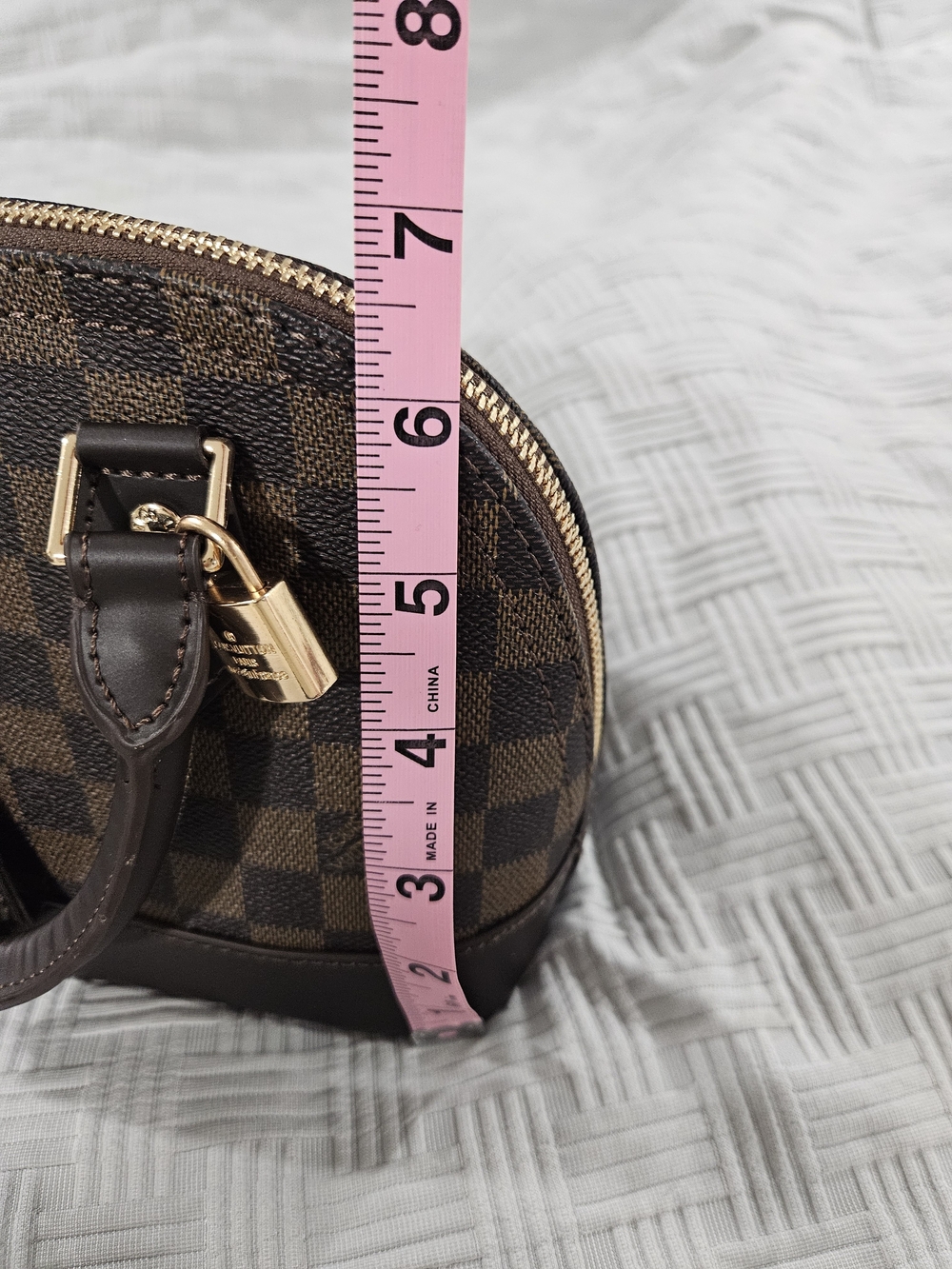 Brown Checkered Dome Satchel Fashion Bag - Picture 13 of 14